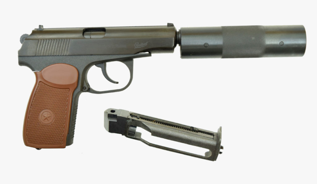 Пневматический пистолет МР-654К с фальш-глушителем - Carabin.uz